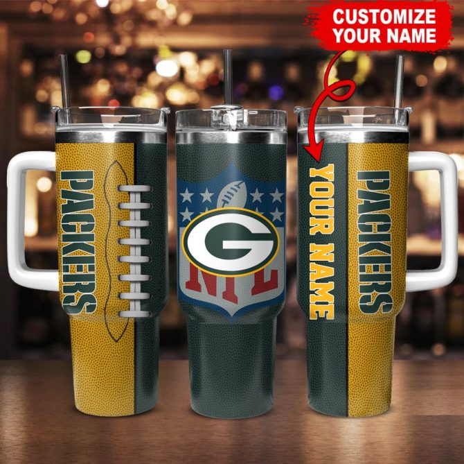 Green Bay Packers Nfl Custom Stanley Quencher 40Oz Stainless Steel Tumbler With Handle - Image 2