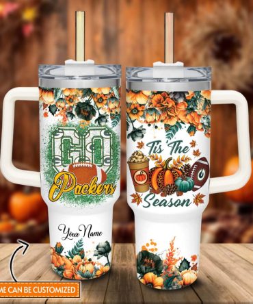 Green Bay Packers Nfl Custom Stanley Quencher 40Oz Stainless Steel Tumbler With Handle