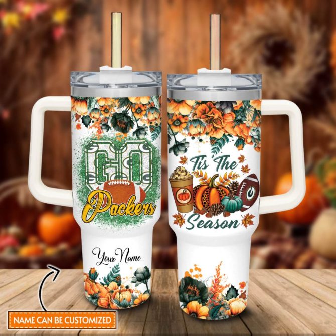 Green Bay Packers Nfl Custom Stanley Quencher 40Oz Stainless Steel Tumbler With Handle