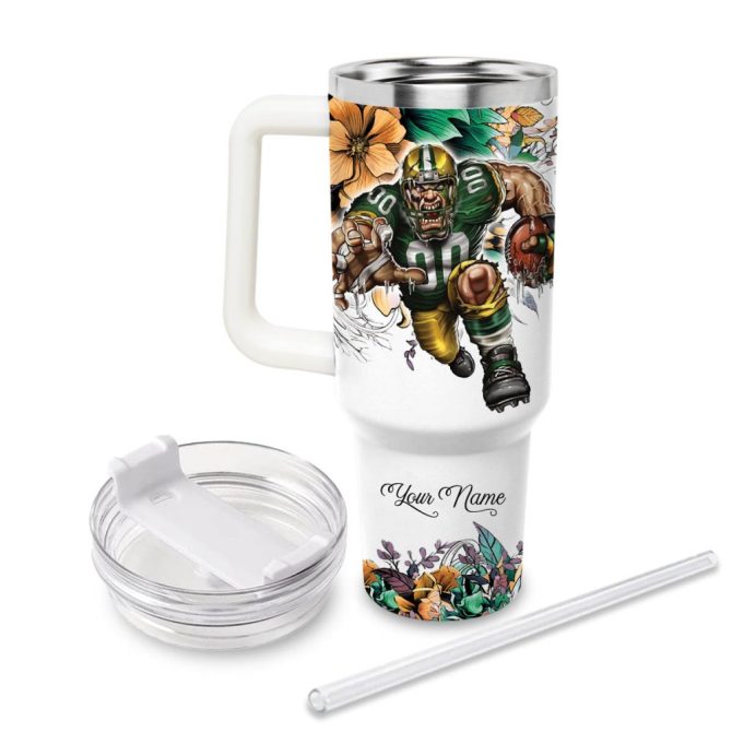 Green Bay Packers Nfl Custom Stanley Quencher 40Oz Stainless Steel Tumbler With Handle - Image 2