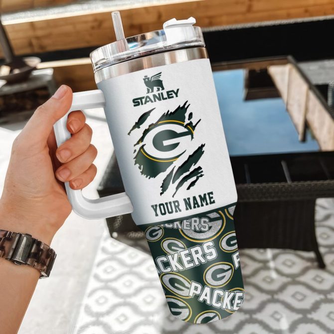 Green Bay Packers Nfl Custom Stanley Quencher 40Oz Stainless Steel Tumbler With Handle - Image 3
