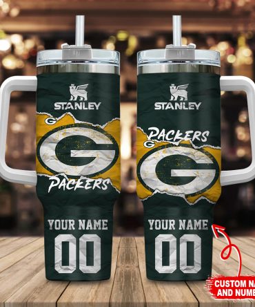 Green Bay Packers Nfl Custom Stanley Quencher 40Oz Stainless Steel Tumbler With Handle