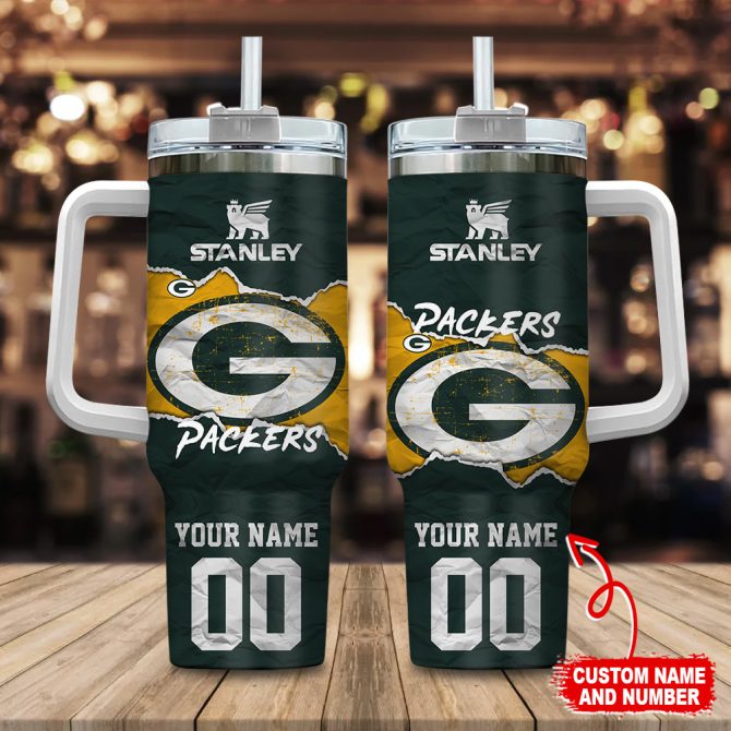 Green Bay Packers Nfl Custom Stanley Quencher 40Oz Stainless Steel Tumbler With Handle