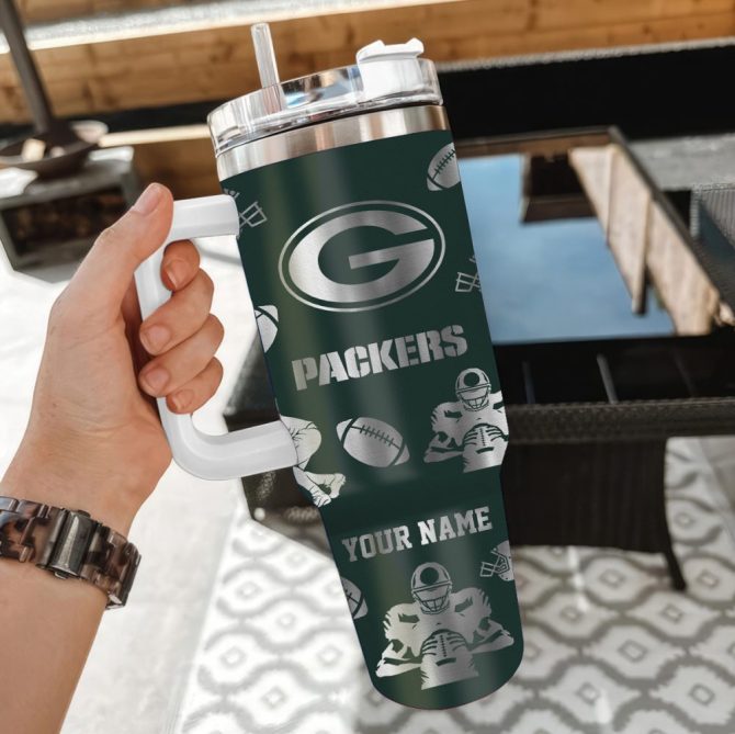 Green Bay Packers Nfl Custom Stanley Quencher 40Oz Stainless Steel Tumbler With Handle - Image 2