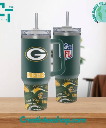 Green Bay Packers Nfl Custom Stanley Quencher 40Oz Stainless Steel Tumbler With Handle