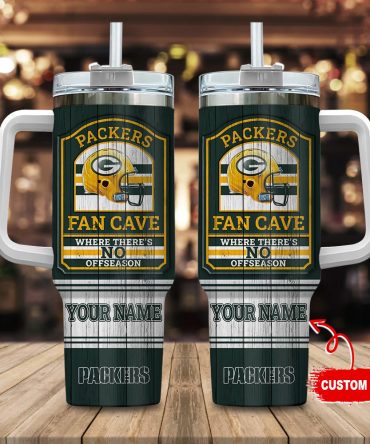Green Bay Packers Nfl Fan Cave Custom Stanley Quencher 40Oz Stainless Steel Tumbler With Handle