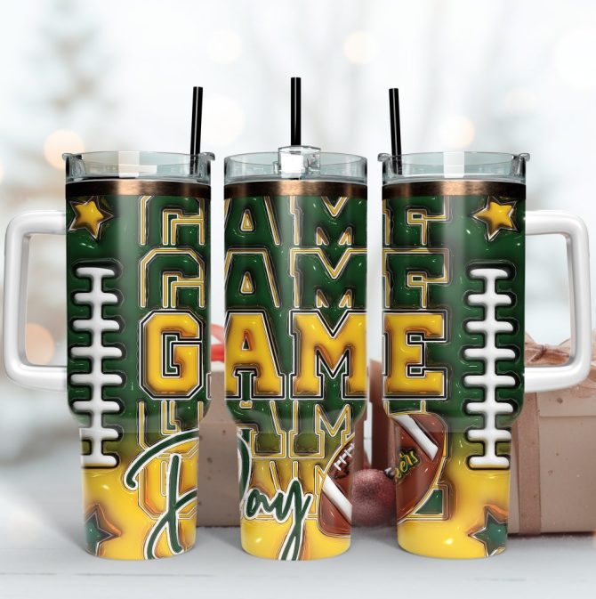 Green Bay Packers Nfl Game Day Custom Stanley Quencher 40Oz Stainless Steel Tumbler With Handle