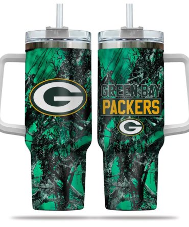Green Bay Packers Nfl Hunting Custom Stanley Quencher 40Oz Stainless Steel Tumbler With Handle