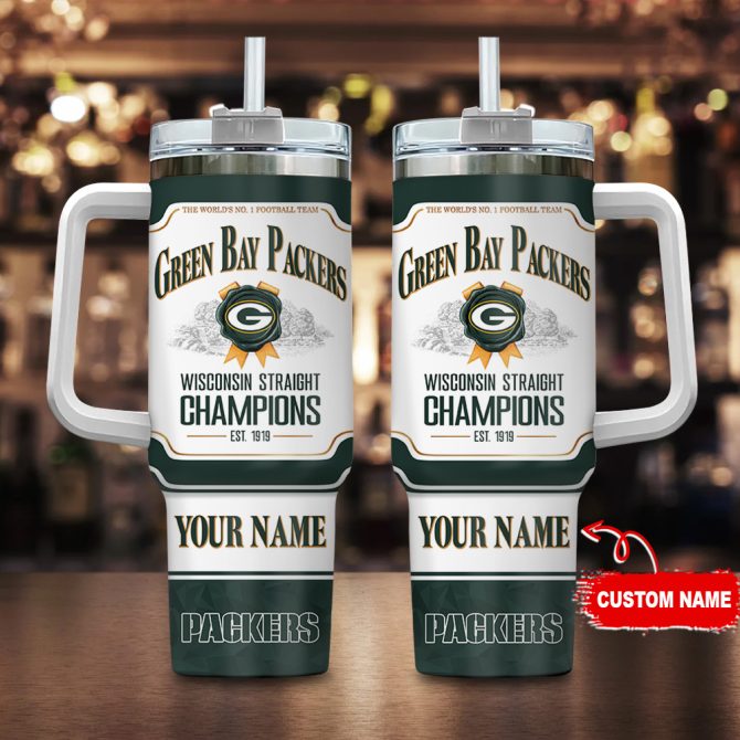 Green Bay Packers Nfl Jim Beam Custom Stanley Quencher 40Oz Stainless Steel Tumbler With Handle