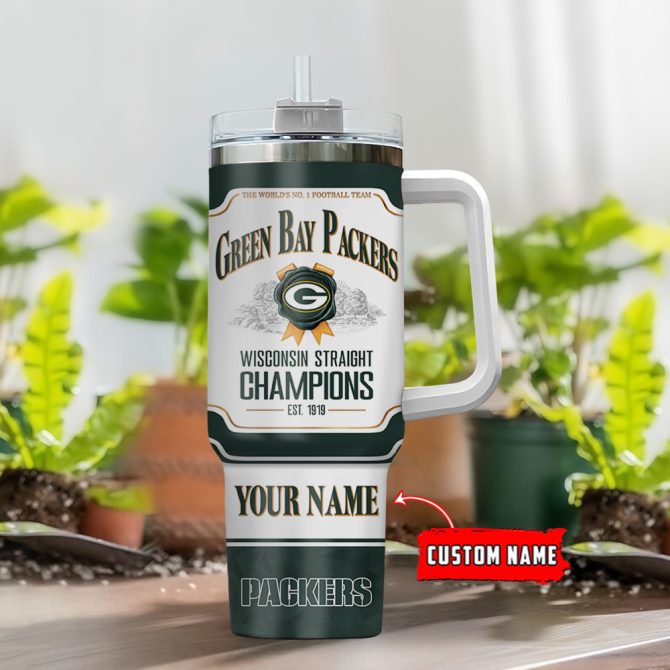 Green Bay Packers Nfl Jim Beam Custom Stanley Quencher 40Oz Stainless Steel Tumbler With Handle - Image 2