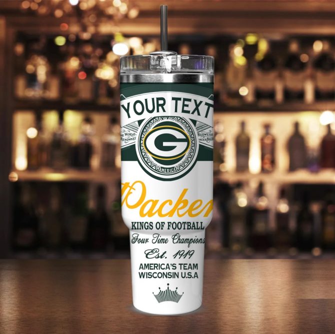 Green Bay Packers Nfl Kings Of Football Custom Stanley Quencher 40Oz Stainless Steel Tumbler With Handle - Image 2