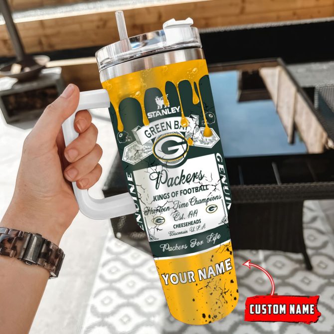 Green Bay Packers Nfl Kings Of Football Custom Stanley Quencher 40Oz Stainless Steel Tumbler With Handle - Image 3