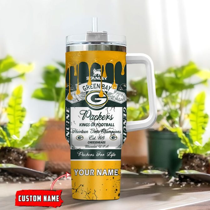 Green Bay Packers Nfl Kings Of Football Custom Stanley Quencher 40Oz Stainless Steel Tumbler With Handle - Image 2