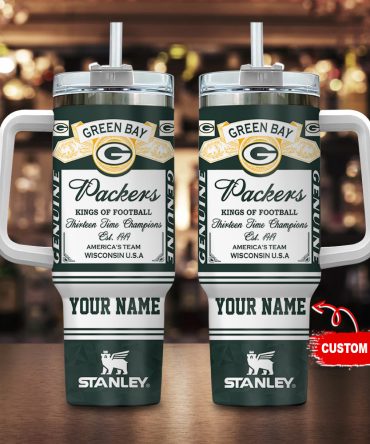 Green Bay Packers Nfl Kings Of Football Custom Stanley Quencher 40Oz Stainless Steel Tumbler With Handle