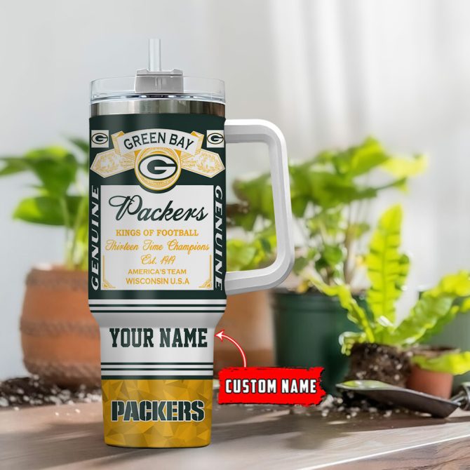 Green Bay Packers Nfl Kings Of Football Custom Stanley Quencher 40Oz Stainless Steel Tumbler With Handle - Image 2