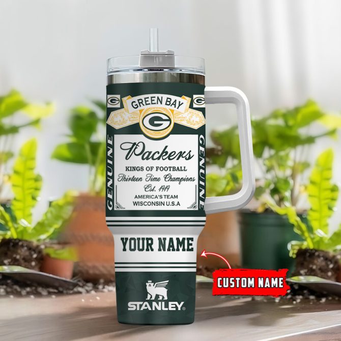 Green Bay Packers Nfl Kings Of Football Custom Stanley Quencher 40Oz Stainless Steel Tumbler With Handle - Image 2