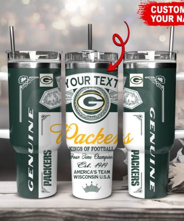 Green Bay Packers Nfl Kings Of Football Custom Stanley Quencher 40Oz Stainless Steel Tumbler With Handle