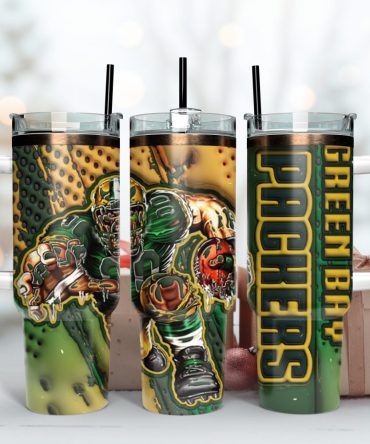 Green Bay Packers Nfl Mascot Custom Stanley Quencher 40Oz Stainless Steel Tumbler With Handle