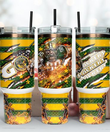 Green Bay Packers Nfl Mascot Custom Stanley Quencher 40Oz Stainless Steel Tumbler With Handle