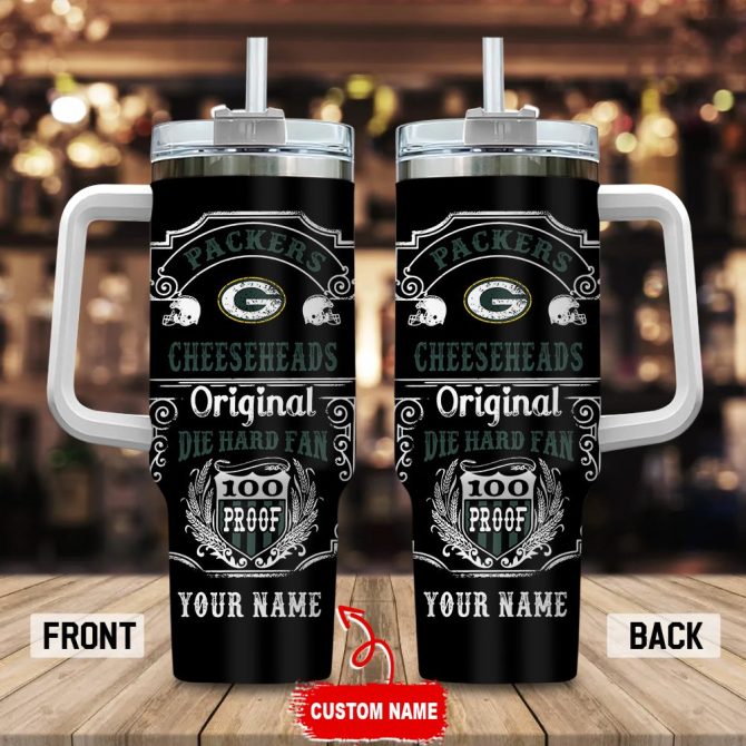 Green Bay Packers Nfl Original Diehard Fan Custom Stanley Quencher 40Oz Stainless Steel Tumbler With Handle