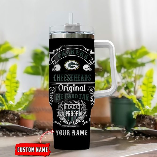 Green Bay Packers Nfl Original Diehard Fan Custom Stanley Quencher 40Oz Stainless Steel Tumbler With Handle - Image 2