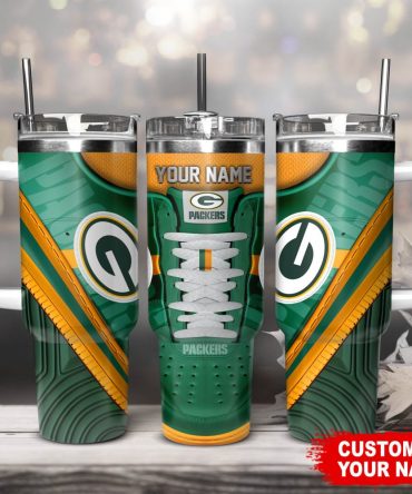 Green Bay Packers Nfl Sneaker Custom Stanley Quencher 40Oz Stainless Steel Tumbler With Handle