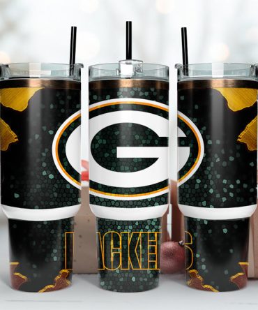 Green Bay Packers Nfl Stained Glass Effect Custom Stanley Quencher 40Oz Stainless Steel Tumbler With Handle