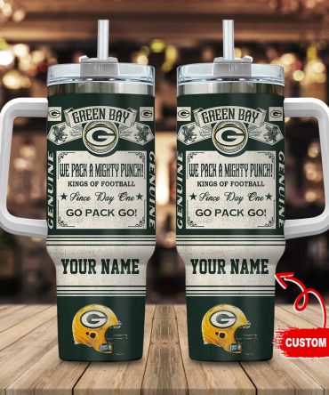 Green Bay Packers Nfl Vintage Kings Of Football Custom Stanley Quencher 40Oz Stainless Steel Tumbler With Handle