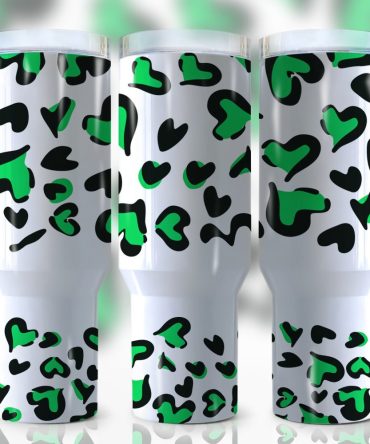 Green Leopard Print Custom Stanley Quencher 40Oz Stainless Steel Tumbler With Handle