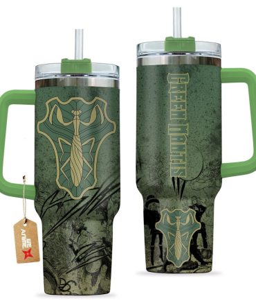 Green Mantis Symbol Black Clover Anime Custom Stanley Quencher 40Oz Stainless Steel Tumbler With Handle