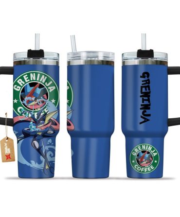 Greninja Coffee Pokemon Anime Custom Stanley Quencher 40Oz Stainless Steel Tumbler With Handle