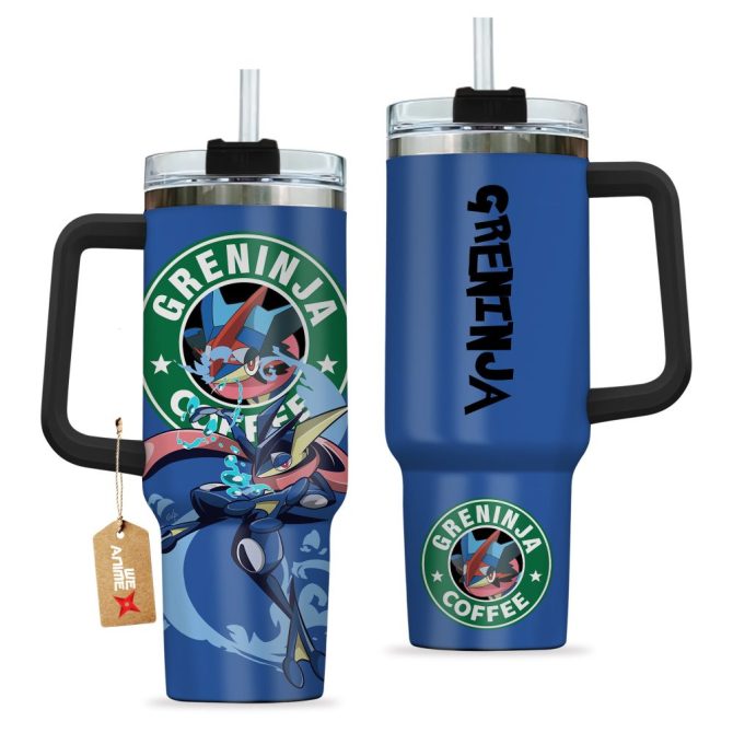 Greninja Coffee Pokemon Anime Custom Stanley Quencher 40Oz Stainless Steel Tumbler With Handle - Image 2