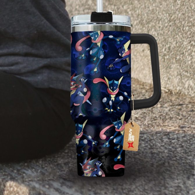 Greninja Pokemon Anime Custom Stanley Quencher 40Oz Stainless Steel Tumbler With Handle - Image 4