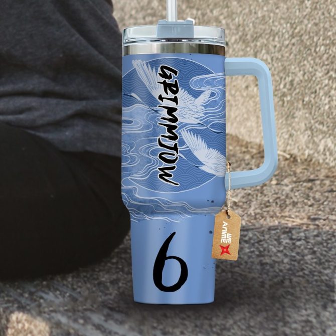 Grimmjow Jaegerjaquez Bleach Anime Custom Stanley Quencher 40Oz Stainless Steel Tumbler With Handle - Image 4