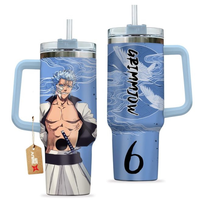 Grimmjow Jaegerjaquez Bleach Anime Custom Stanley Quencher 40Oz Stainless Steel Tumbler With Handle