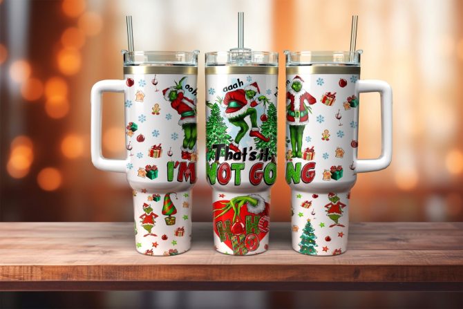 Grinch Custom Stanley Quencher 40Oz Stainless Steel Tumbler With Handle