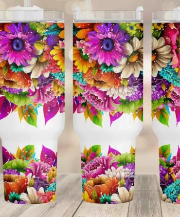 Groovy Flowers Custom Stanley Quencher 40Oz Stainless Steel Tumbler With Handle