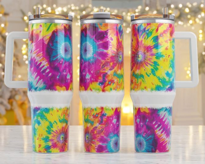 Groovy Flowers Custom Stanley Quencher 40Oz Stainless Steel Tumbler With Handle