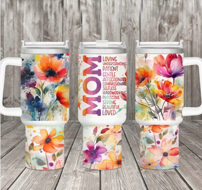 Groovy Flowers Custom Stanley Quencher 40Oz Stainless Steel Tumbler With Handle