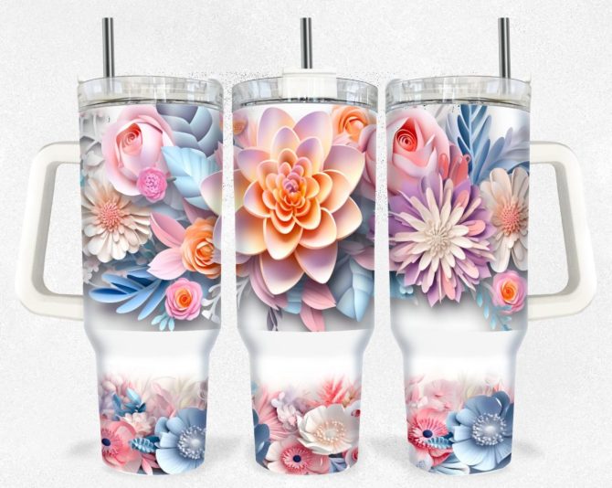 Groovy Flowers Custom Stanley Quencher 40Oz Stainless Steel Tumbler With Handle