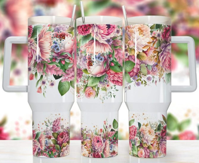 Groovy Flowers Custom Stanley Quencher 40Oz Stainless Steel Tumbler With Handle