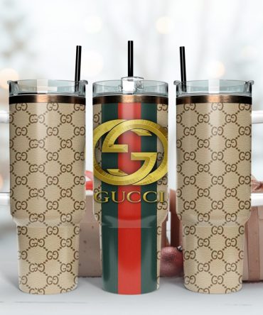 Gucci 3D Logo Pattern Custom Stanley Quencher 40Oz Stainless Steel Tumbler With Handle