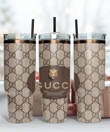 Gucci Leather Pattern Custom Stanley Quencher 40Oz Stainless Steel Tumbler With Handle