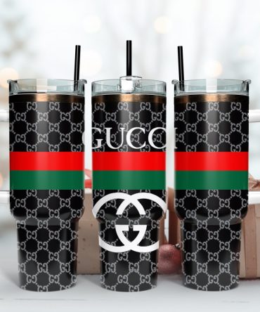 Gucci Logo Pattern Custom Stanley Quencher 40Oz Stainless Steel Tumbler With Handle