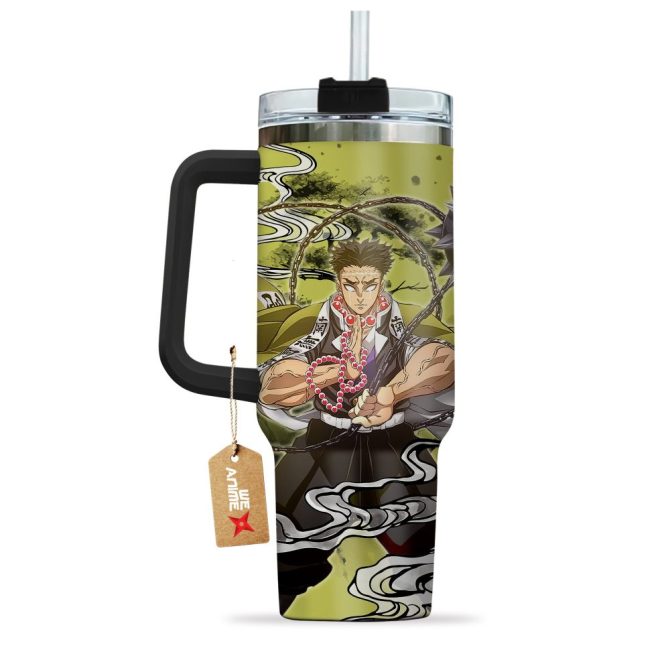 Gyomei Himejima Kimestu No Yaiba Anime Custom Stanley Quencher 40Oz Stainless Steel Tumbler With Handle - Image 3