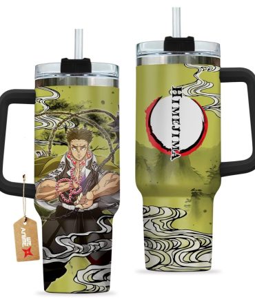 Gyomei Himejima Kimestu No Yaiba Anime Custom Stanley Quencher 40Oz Stainless Steel Tumbler With Handle