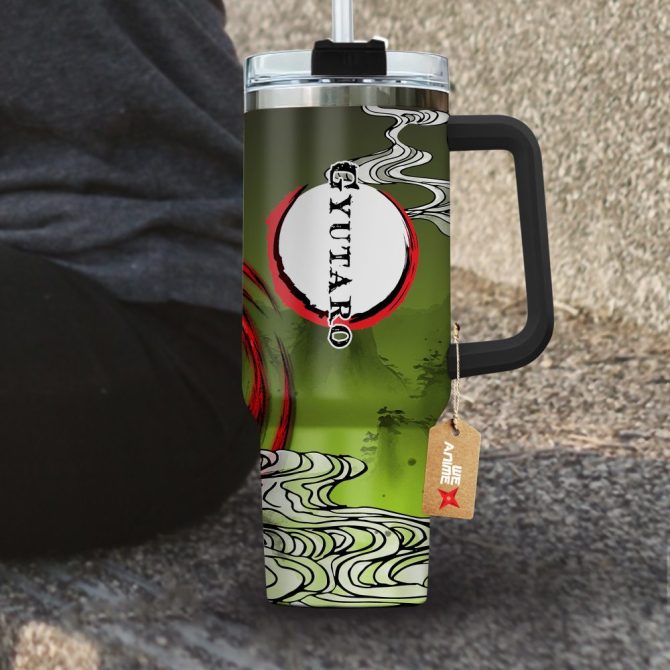 Gyutaro Kimetsu No Yaiba Anime Custom Stanley Quencher 40Oz Stainless Steel Tumbler With Handle - Image 4