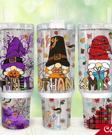 Hallothanksmas Gnome Custom Stanley Quencher 40Oz Stainless Steel Tumbler With Handle