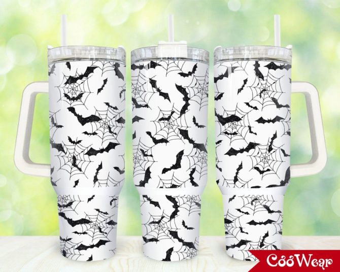 Halloween Bats Custom Stanley Quencher 40Oz Stainless Steel Tumbler With Handle