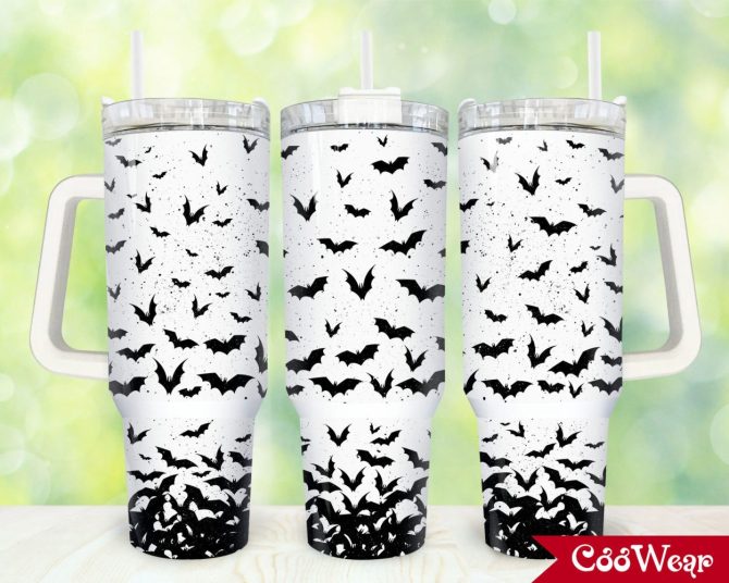 Halloween Bats Custom Stanley Quencher 40Oz Stainless Steel Tumbler With Handle